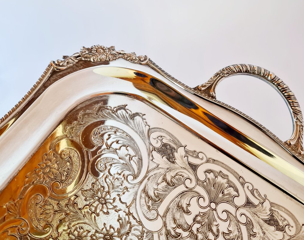 Serving tray - Beautiful 56 Cm Viners Of Sheffield Silver-Plated Serving Tray - Silverplated #4.3