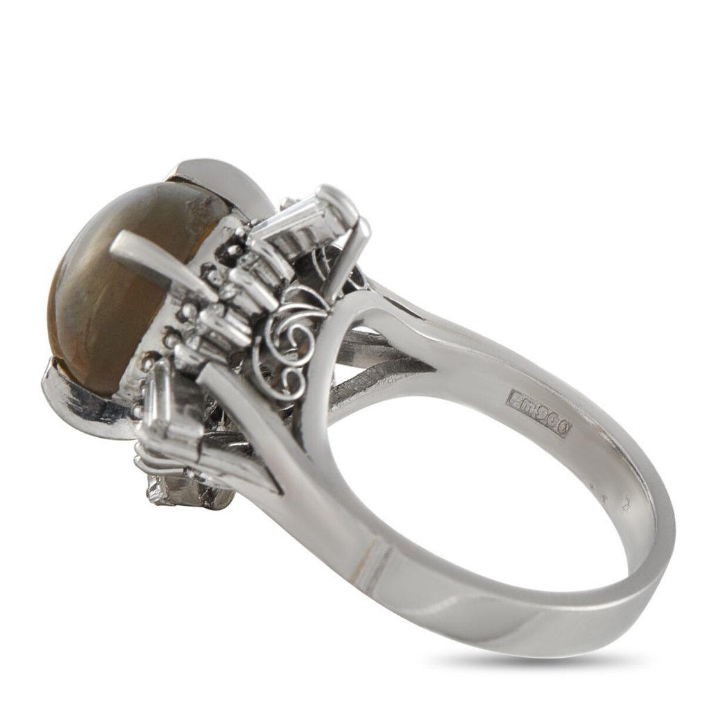 Δαχτυλίδι Δαχτυλίδι με πλατίνα, διαμάντι 0,66 καρατίων και μάτι γάτας, Πλατίνα -  6.84ct. tw. #3.2