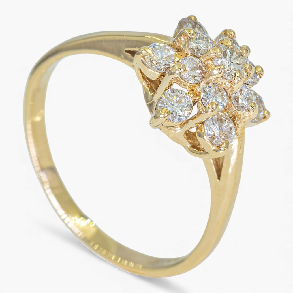 Zonder minimumprijs - Ring - 14 karaat HRD, Geel goud - 0.55ct. tw. Diamant (Natuurlijk) #2.1