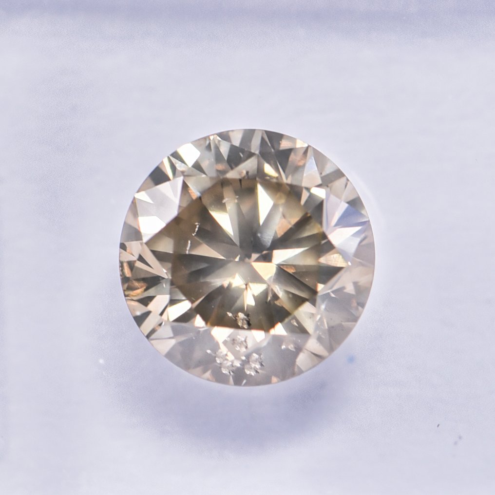 Fără preț de rezervă - 1 pcs Diamant (Colorat natural) - 1.20 ct - Rotund - Fancy verzui, maroniu Galben - SI2 - IGI (Institutul gemologic internațional) - VG #1.0
