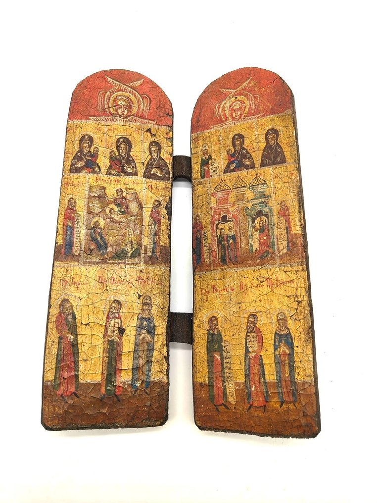 Icon - Mother of God - Sublime icon in two parts with finely decorated religious scenes. #1.0