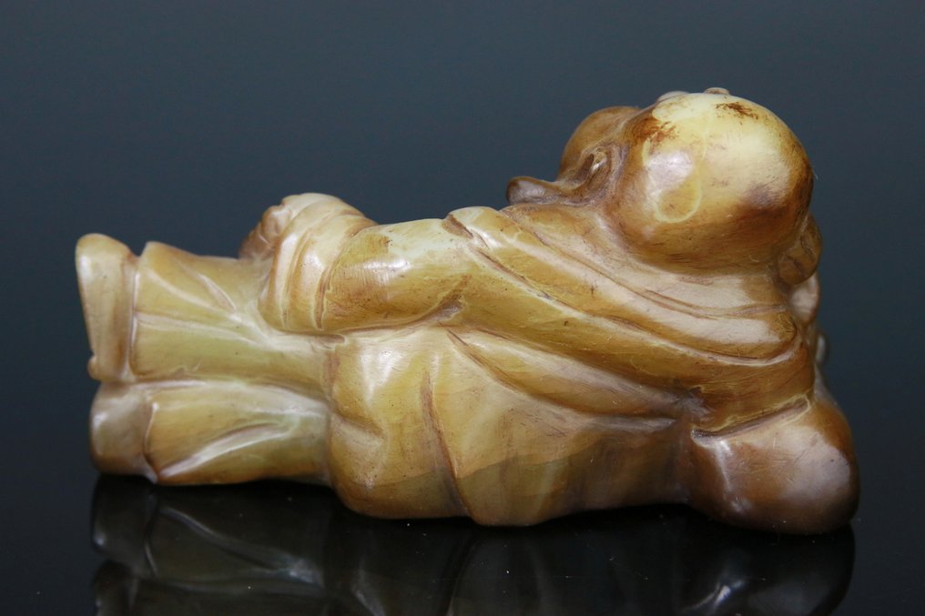 Γελαστός Βούδας, Λιτή Γλυπτική - Γλυπτό Αγαλματίδιο - Σερπεντίνη - Pierre Dure - Κίνα - 20th century #3.2