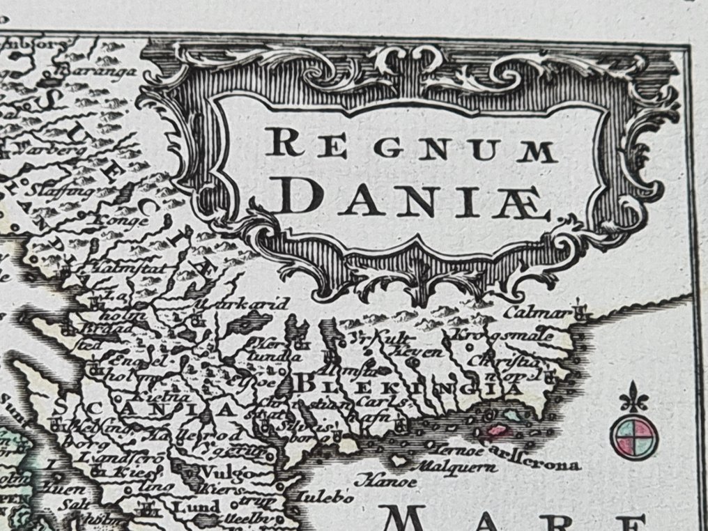 Dinamarca - Mappa; Tobias Conrad Lotter (1717-1777) - Lobeck Tobias (notizie 1730-1750) - "Regnum Daniae" - 1721-1750 #3.2