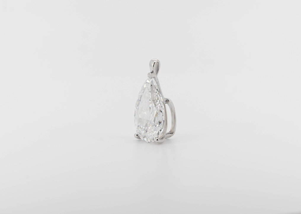 Halsketting - 14 karaat Witgoud - 5.00ct. tw. Diamant (Lab-grown) - Pear E-VVS2 #1.0