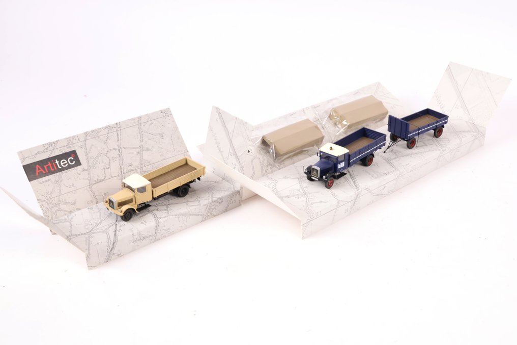 Artitec H0 - 387.464/387.537 - Modelltog-biler (2) - To Hansa Lloyd lastebiler #1.0