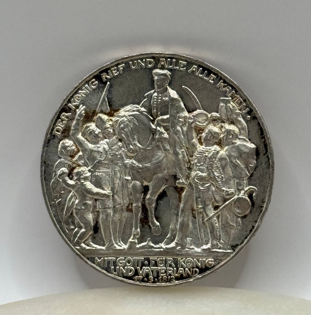 Allemagne, Empire Wilhelm II. 3 Mark 1913 / 100th Anniversary of the Prussians entering the war against Napoleon (Sans prix de réserve) #1.0