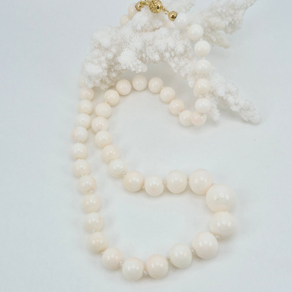 Corallo - Argento, Placcato oro - Collana - CORALLO BIANCO #4.3