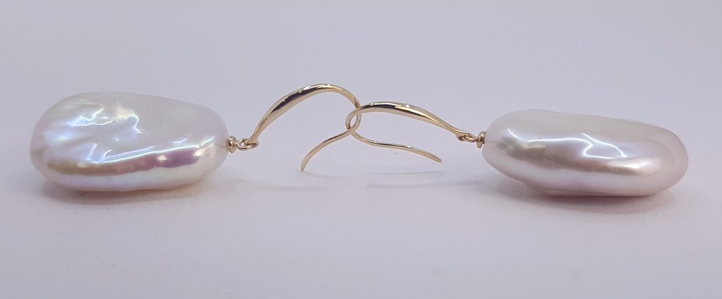 χωρίς τιμή ασφαλείας - Σκουλαρίκια - 14 καράτια Κίτρινο χρυσό - Μαργαριτάρια Edison 17x18mm #4.3