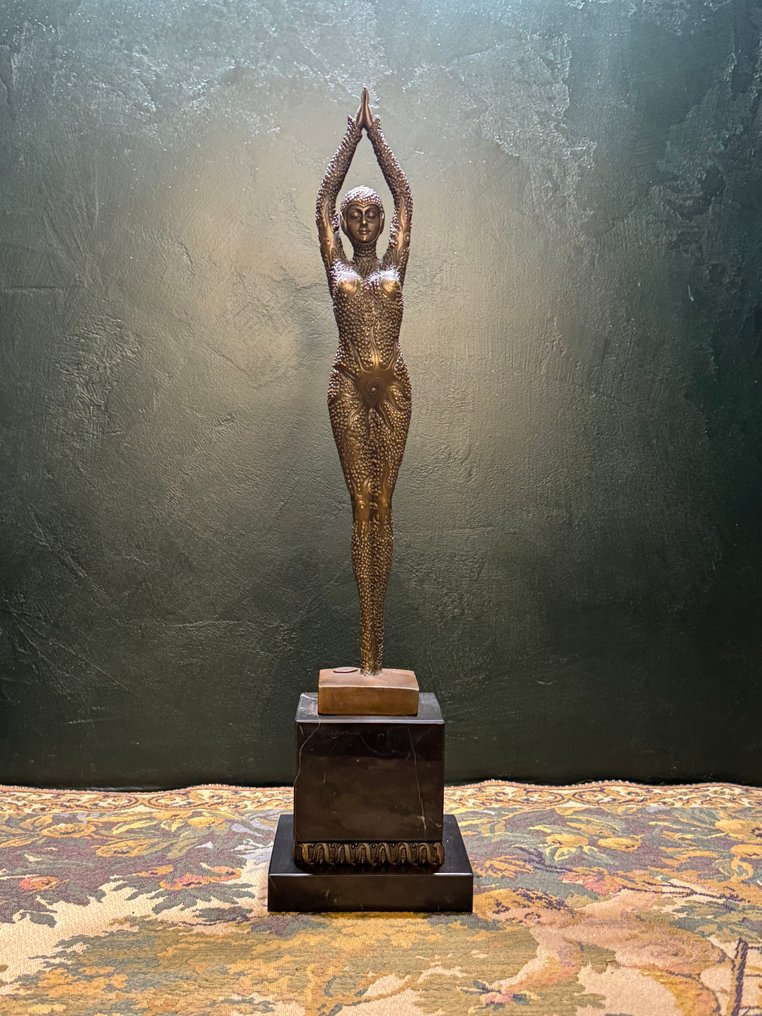 D.H. Chiparus - (after) - Sculpture, Starfisch - 49 cm - Bronze, Marbre #4.3