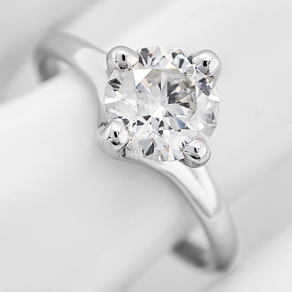 Zonder minimumprijs - Ring - 14 karaat Witgoud - 1.01ct. tw. Diamant (Natuurlijk) - IGI-certificaat #2.1
