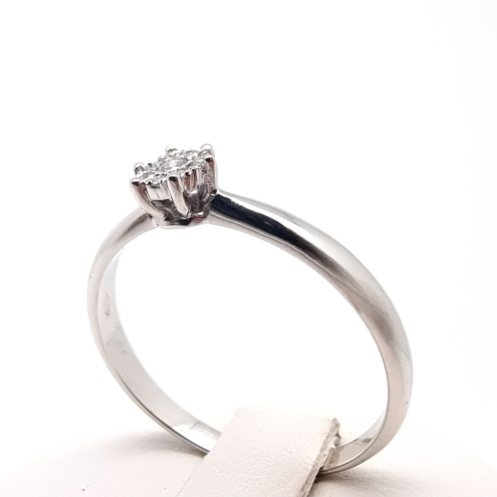 戒指 - 18 克拉 白金 鉆石 (天然)  #1.0