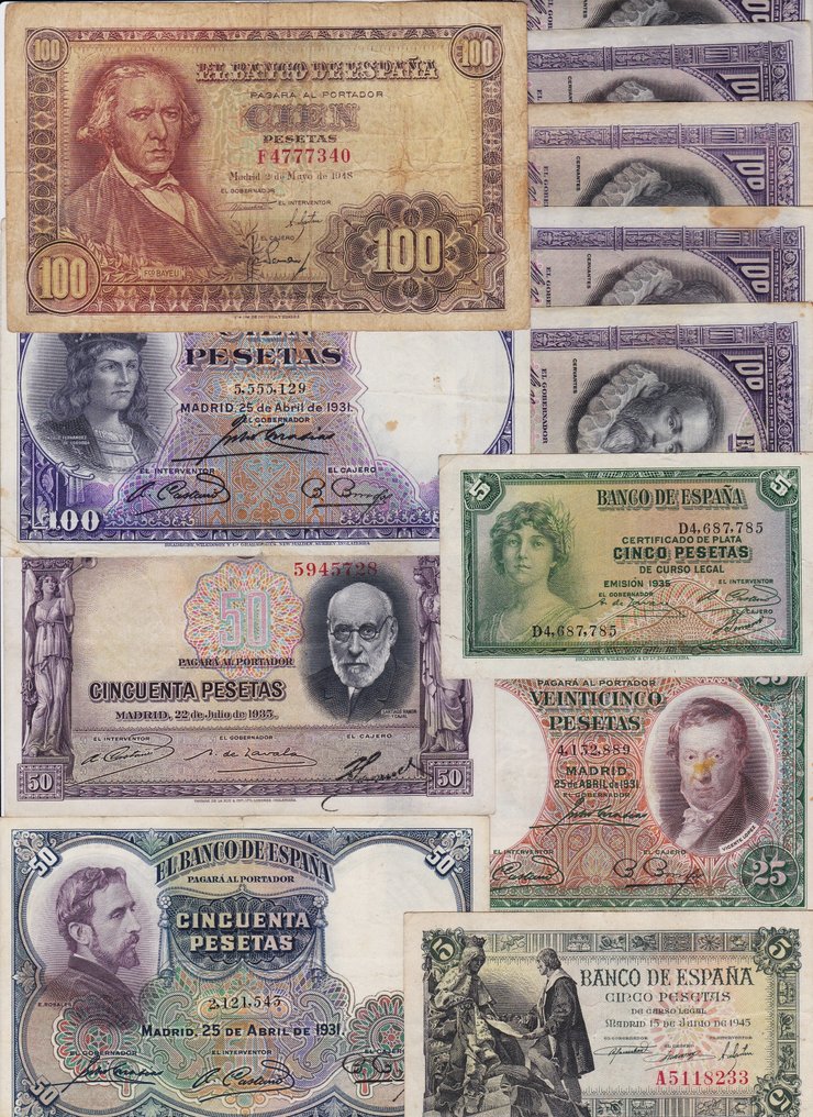 Spania. - 18 banknotes - various dates (Fără preț de rezervă) #2.1