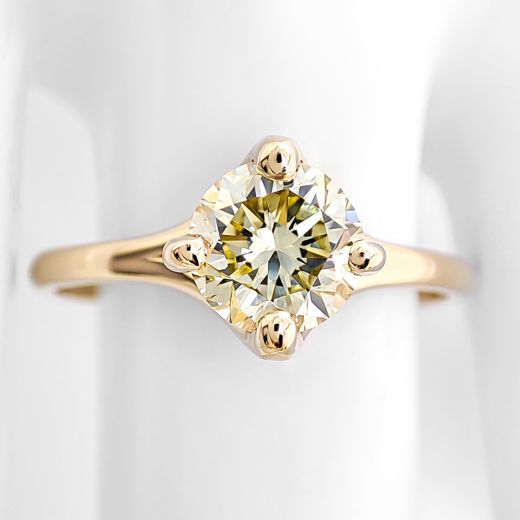 沒有保留價 - 戒指 - 14 克拉 黃金 -  1.01ct. tw. 鉆石 (天然彩色) - IGI 证书 #1.0