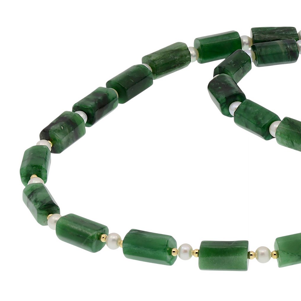 没有保留价 - 项链 - 18K包金 黄金 珍珠 - 祖母绿 #4.3