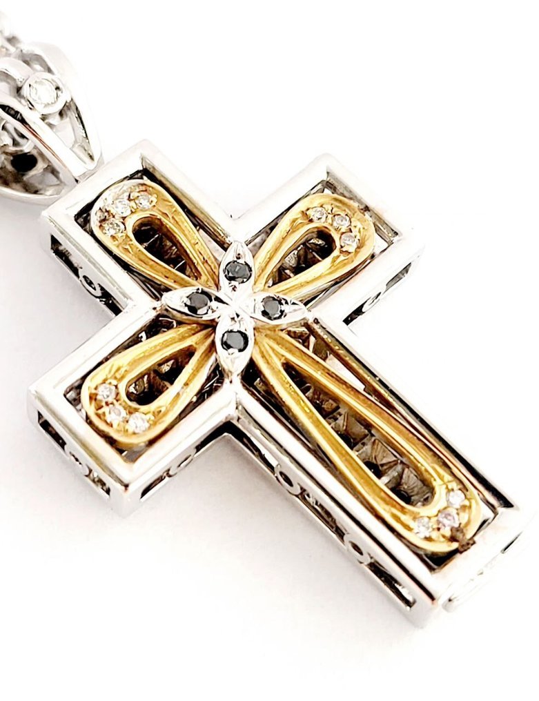 Κολιέ με μενταγιόν - 18 καράτια Λευκός χρυσός -  0.88ct. tw. Διαμάντι (Επεξεργασμένου χρώματος)  - Διαμάντι #1.0