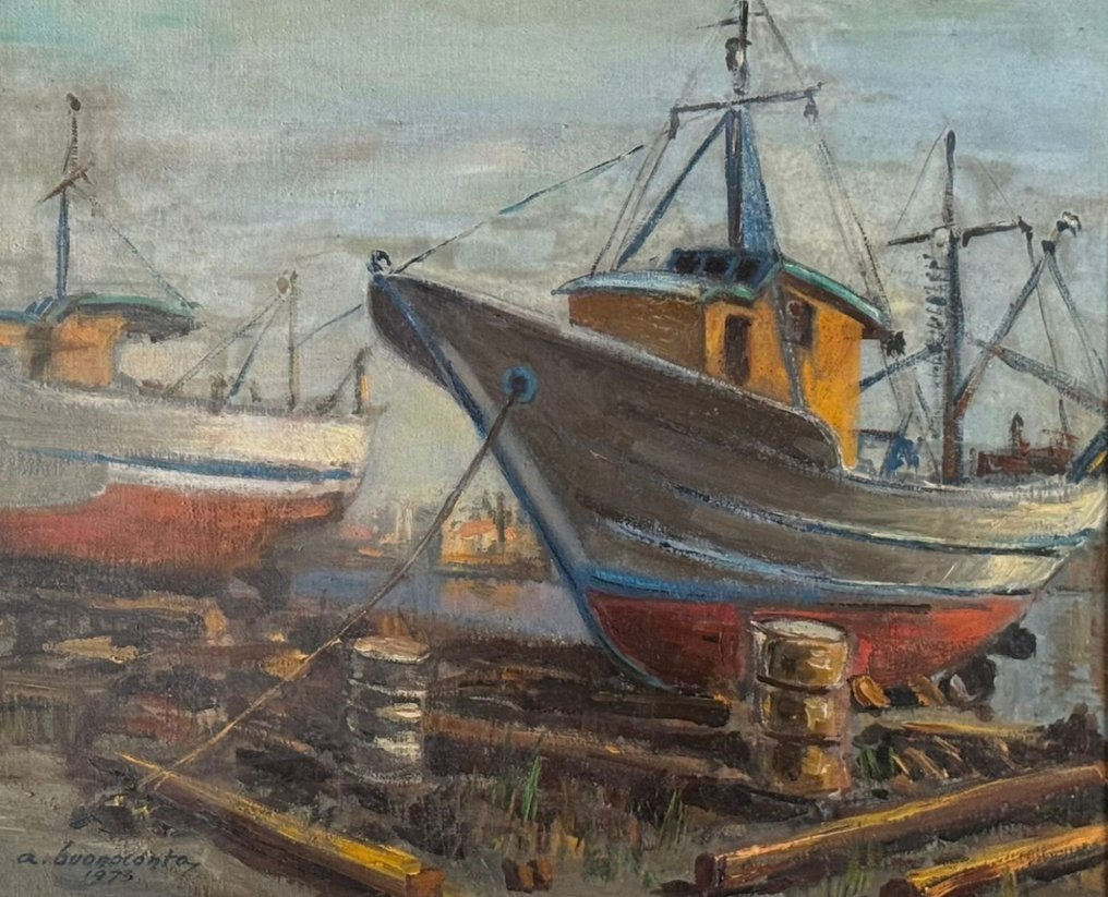 Ιταλική σχολή (XX) - Pescherecci a secco (canale di Pescara) #1.0