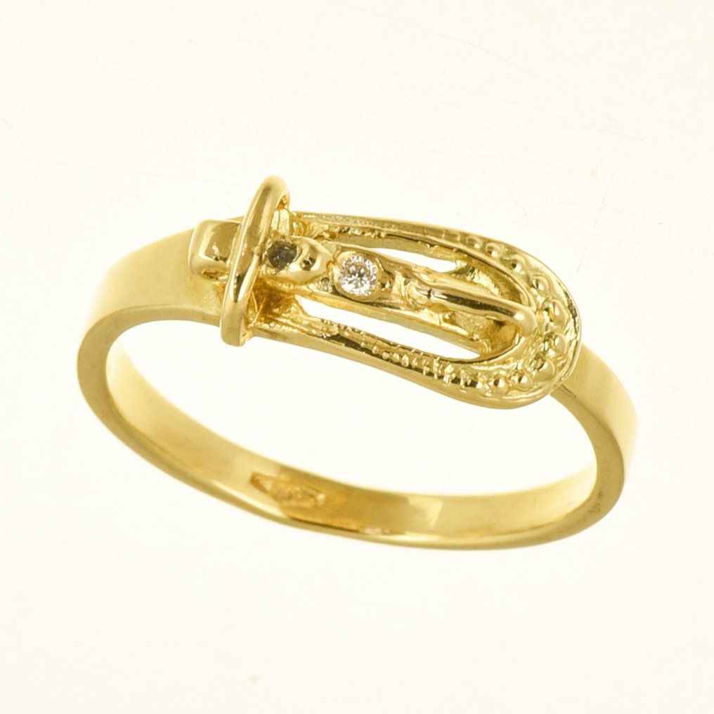 戒指 - 14K包金 黄金 钻石 (天然)  #1.0