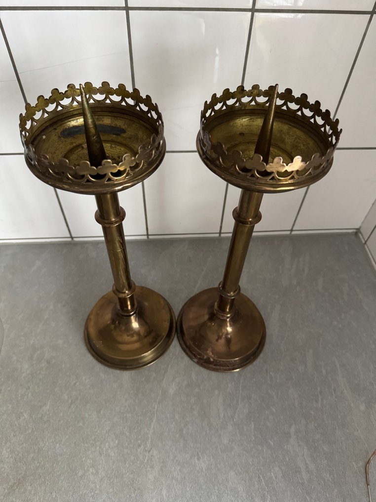 烛台 (2) - 镀金黄铜 - Altaar kandelaars - 40厘米 #4.3