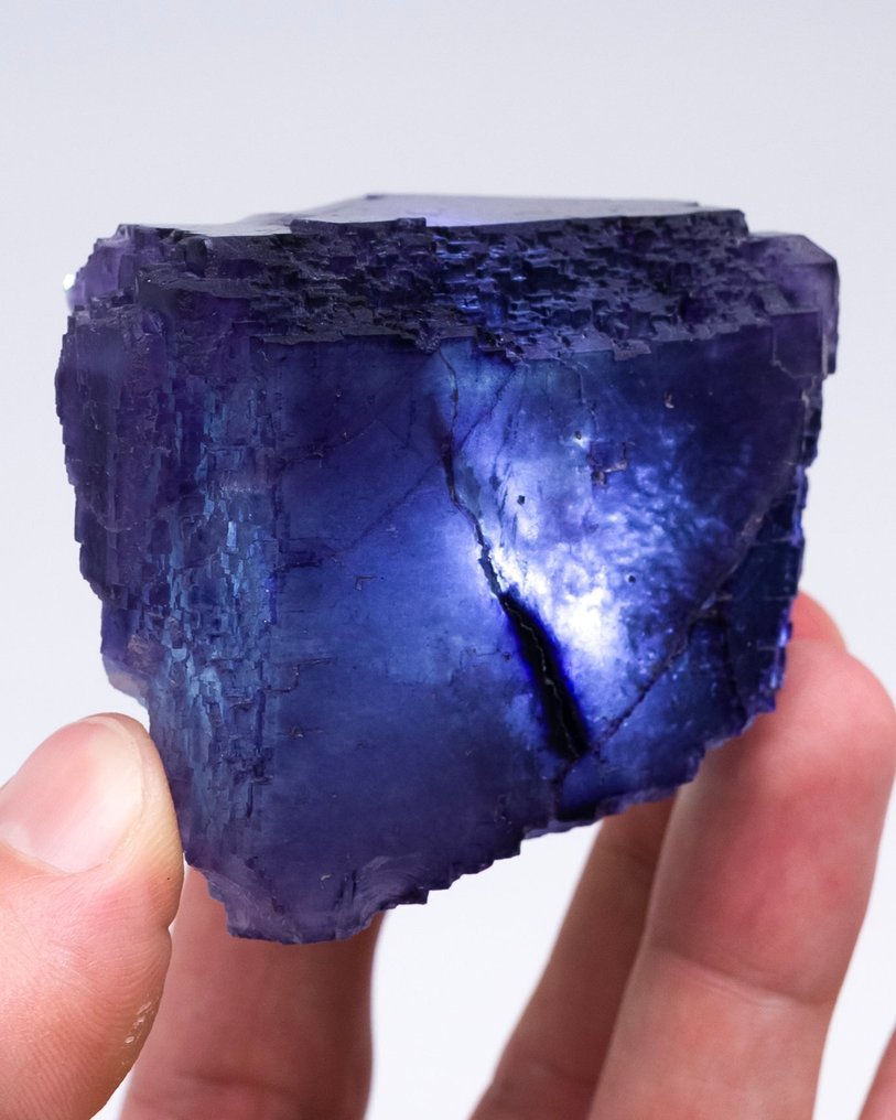深蓝色和紫色萤石立方体 在背后联系 - 高度: 5 cm - 宽度: 5.9 cm- 220 g - (1) #2.1