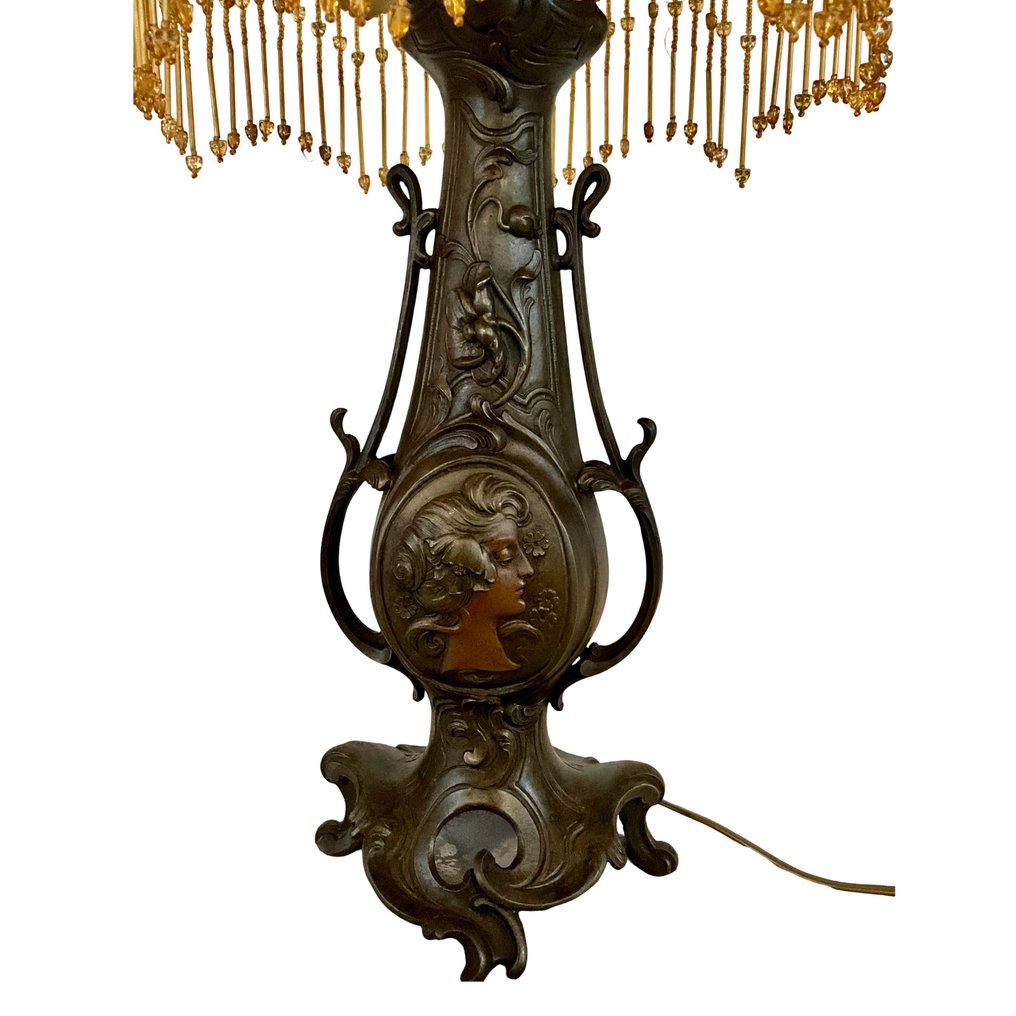 Lampada - Spelter, Tessuto - Art nouveau #2.1