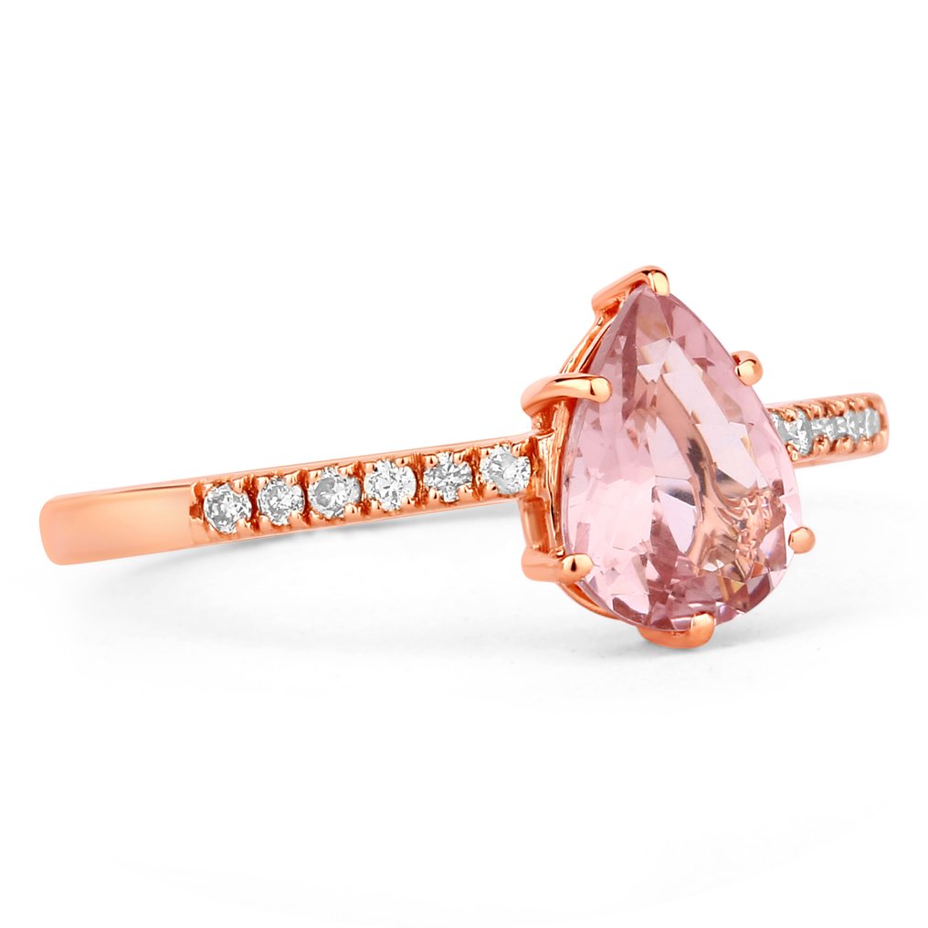 Gyűrű - 14 kt. Rózsa arany -  1.00ct. tw. Morganit - Gyémánt #3.2