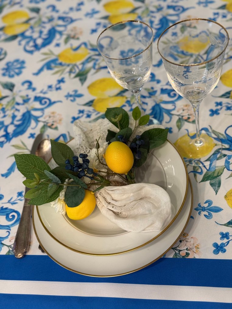 Tablecloth with Mediterranean fantasy lemons. - Tablecloth  - 1.8 m - 1.5 m #4.3