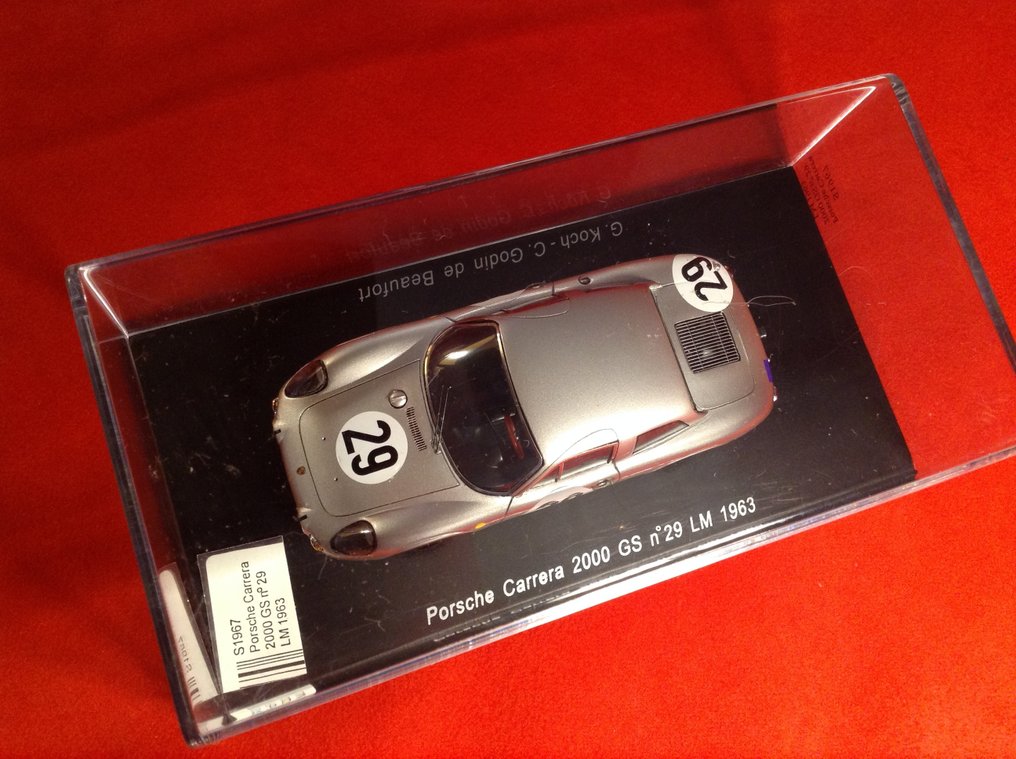 Spark 1:43 - 模型赛车 - ref. #S1967 Porsche 356 B 2000 GS Carrera GT Le Mans 1963 #29 Koch/Godin de Beaufort - 优质限量版,如今难得一见 #2.1