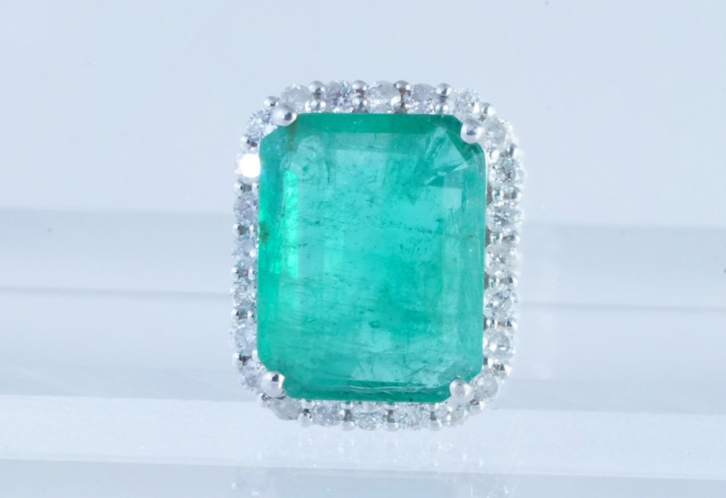 χωρίς τιμή ασφαλείας - Κρεμαστό κόσμημα Πλατίνα -  2.14ct. tw. Σμαράγδι - Διαμάντι #1.0