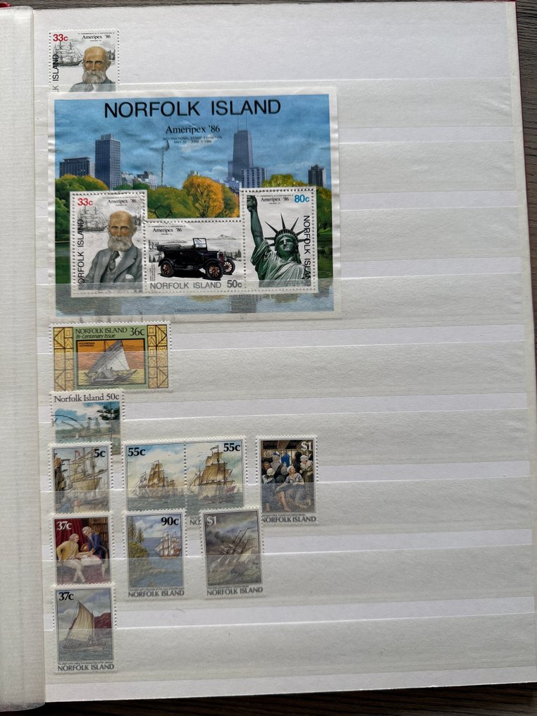 诺福克群岛、牙买加以及在两个邮票册中的Leeward群岛 1870/2010 - 收藏在两本股票簿中 #4.3