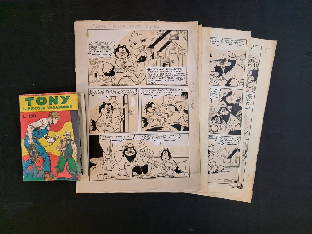 Aloisi, Francesco e Pietro Gamba, Uberti - 5 Original page - Tony Il Piccolo Vagabondo - Con Volume a Stampa - 1957 #1.0
