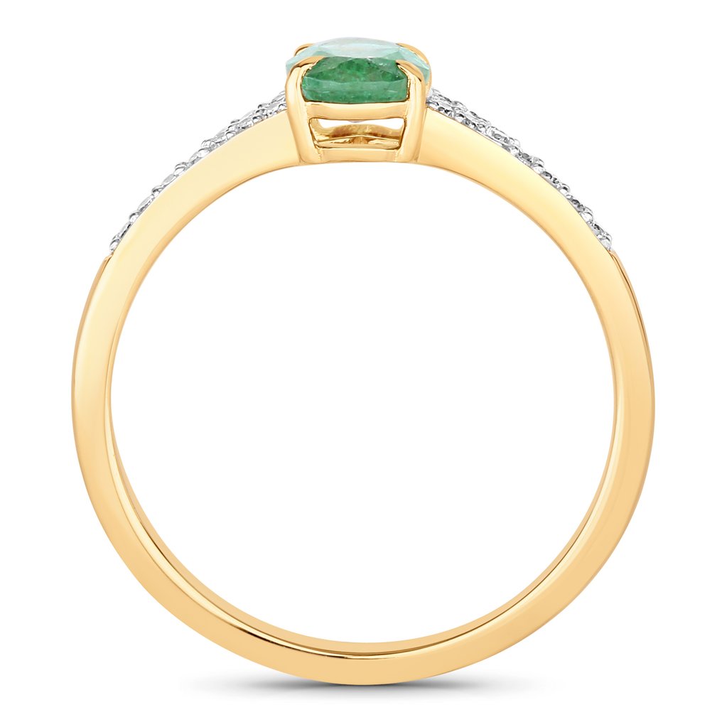 Ring - 14 kt. Yellow gold -  0.71ct. tw. Emerald - Diamond #4.3