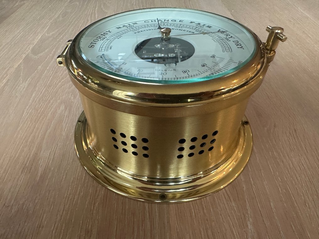 Schatz - Stacja meteorologiczna (2) - Zegar pokładowy i barometr, mosiądz i szkło, w stanie niemal jak nowy. - vintage; w pełni sprawny #2.1