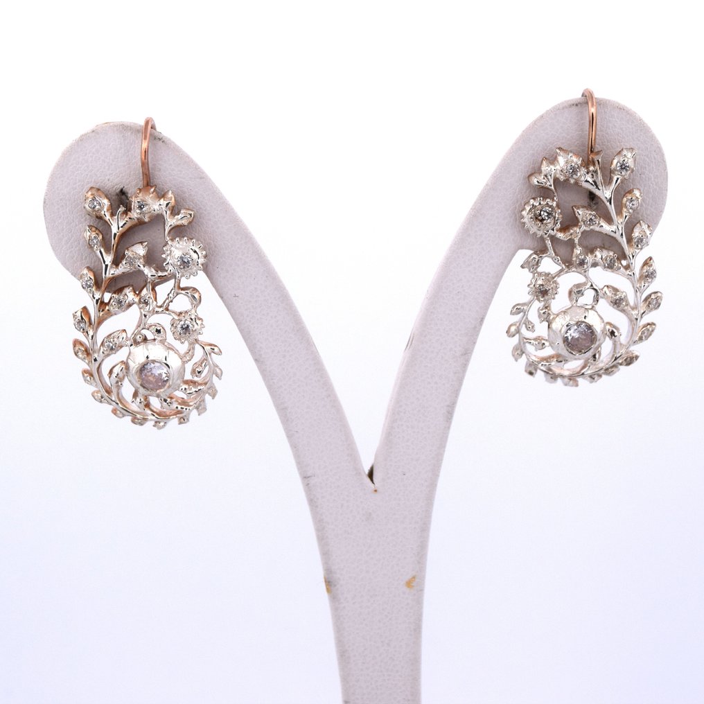 沒有保留價 - 耳環 - 9 節 玫瑰金 - 0.90ct. tw. 鉆石 (天然) - 鉆石 #1.0