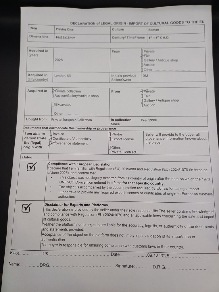 Ancient Roman Bone Playing Dice - 16 mm (No reserve price) #4.3
