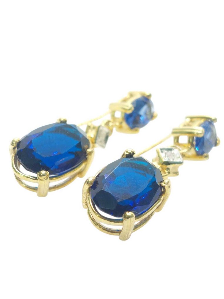 Senza prezzo di riserva - Orecchini - 9 kt Argento, Oro giallo Zaffiro - Pietre preziose miste #1.0