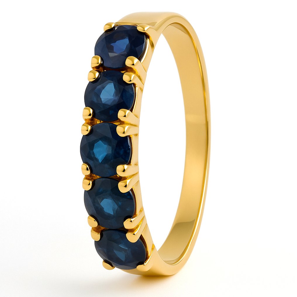 戒指 - 18 克拉 黃金 - 0.60ct. tw. 藍寶石 #2.1