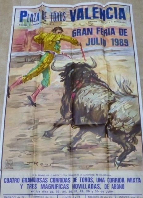 Juan Reus - Toros Valencia - Litho. - cartel mural de 162x78 cm. 1989 - 1980-talet #1.0