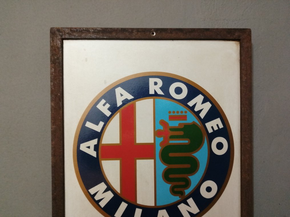 Alfa Romeo - Επιγραφή σε σίδερο - Alfa Romeo - Διαφημιστική πινακίδα - 1970 - Σίδερο #3.2