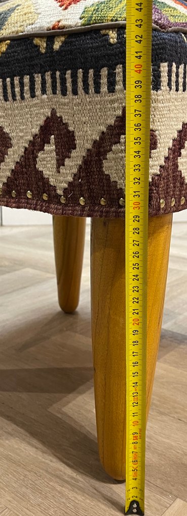 Kelim poef - handgewebt - unbenutzt - Wolle - farbenfroher Kelim - neu - unbenutzt - Teppich - 46 cm - 46 cm #2.1