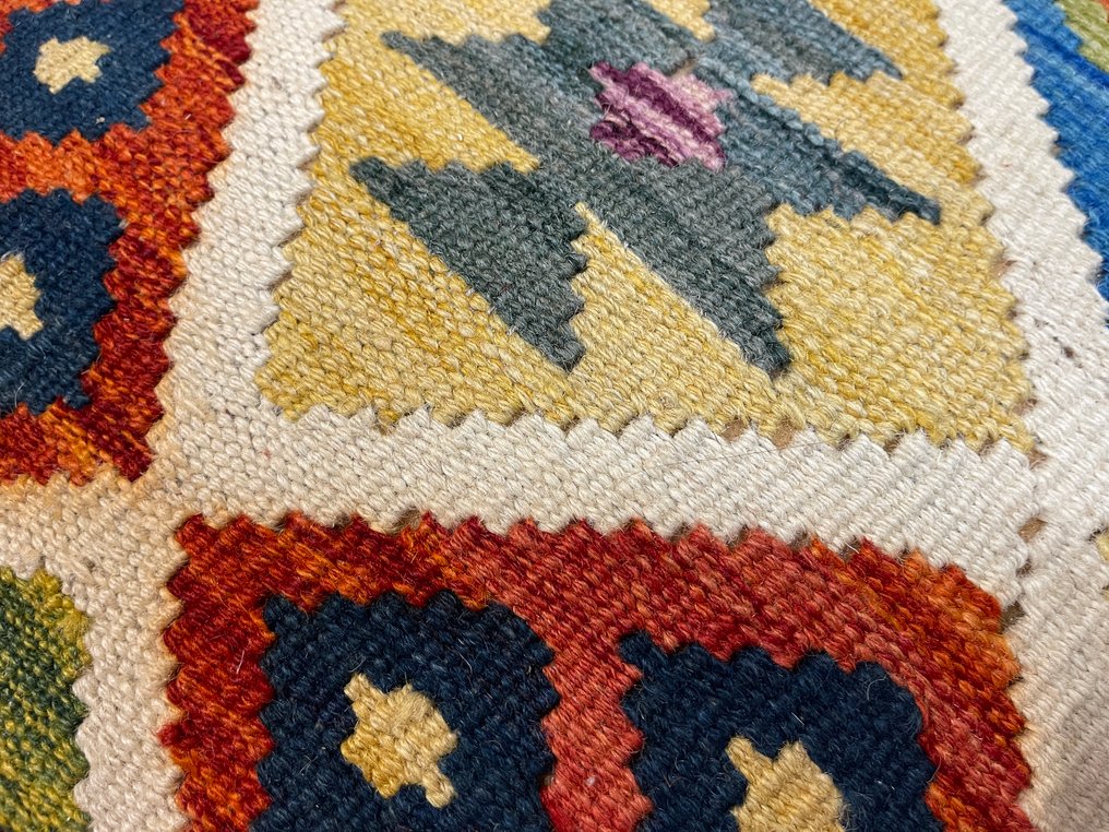 Kelim poef - handgewebt - unbenutzt - Wolle - farbenfroher Kelim - neu - unbenutzt - Teppich - 46 cm - 46 cm #3.2