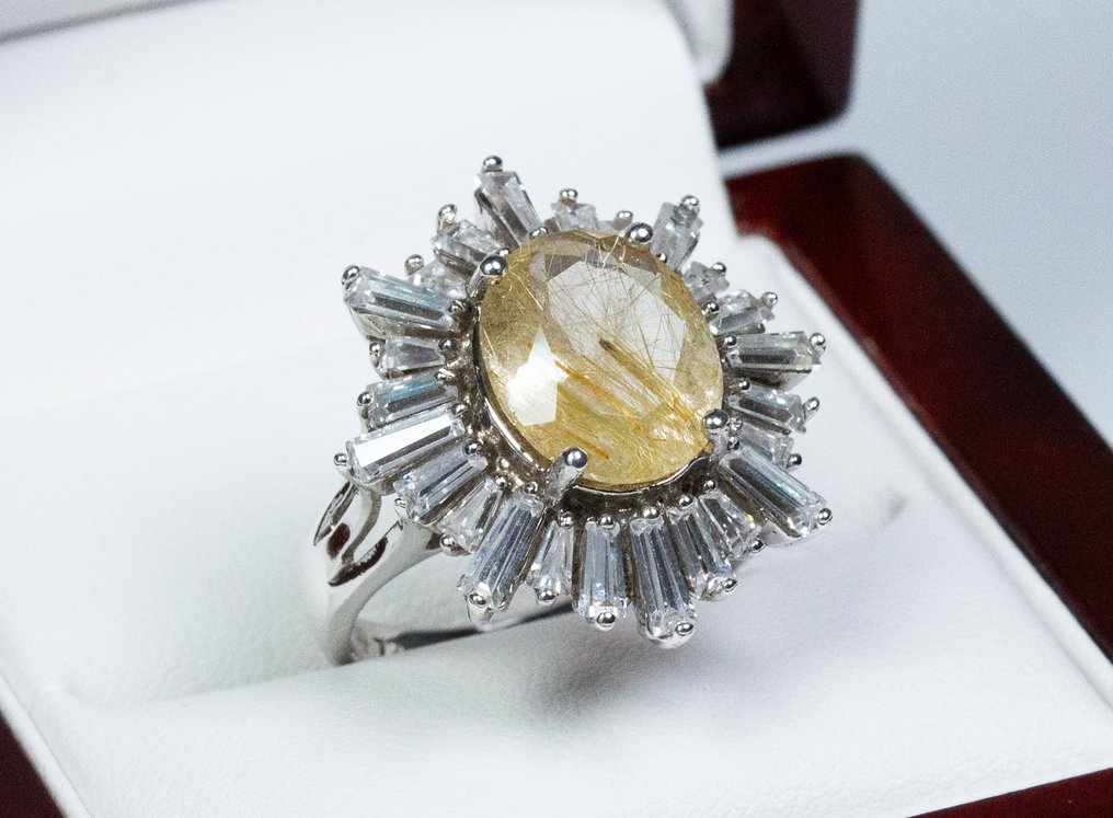 Fără preț de rezervă - Inel - Argint 925 - Quarz-Rutil #1.0