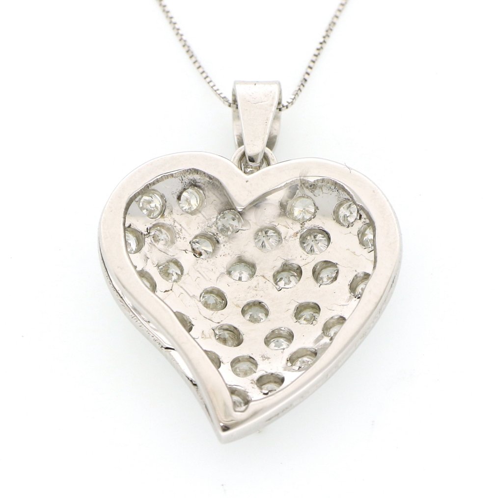 没有保留价 - 吊坠项链 - 18K包金 白金 - 1.32ct. tw. 钻石 (天然) #3.2