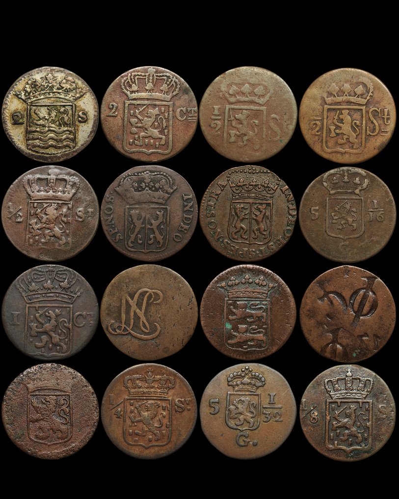荷屬東印度, 荷蘭. Lot of 16 coins  (沒有保留價) #1.0