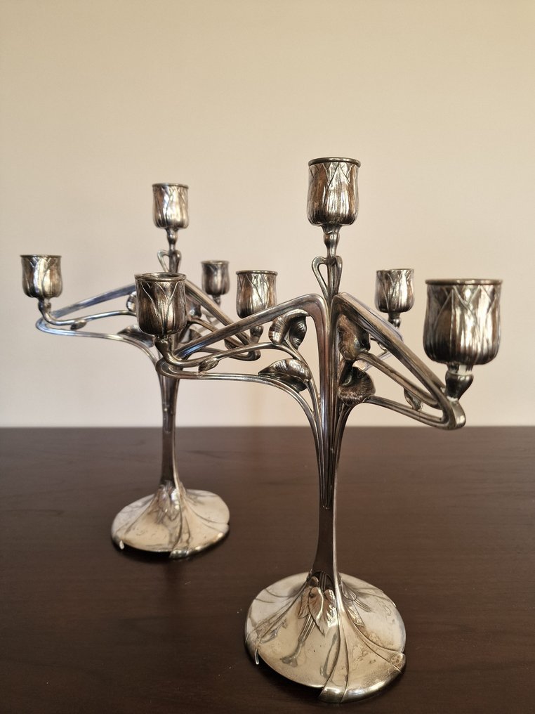 Christofle / Gallia - Candelabro Ninfea (2) - Placcato argento #1.0