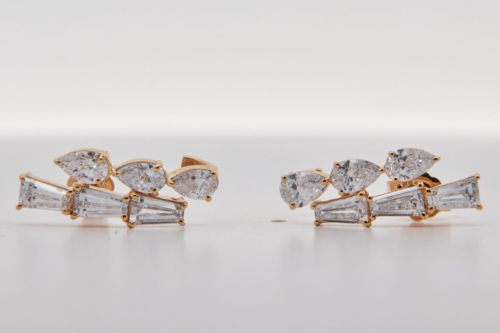 Zonder minimumprijs - Oorbellen - 14 karaat Geel goud -  2.56ct. tw. Diamant (Lab-grown) #1.0