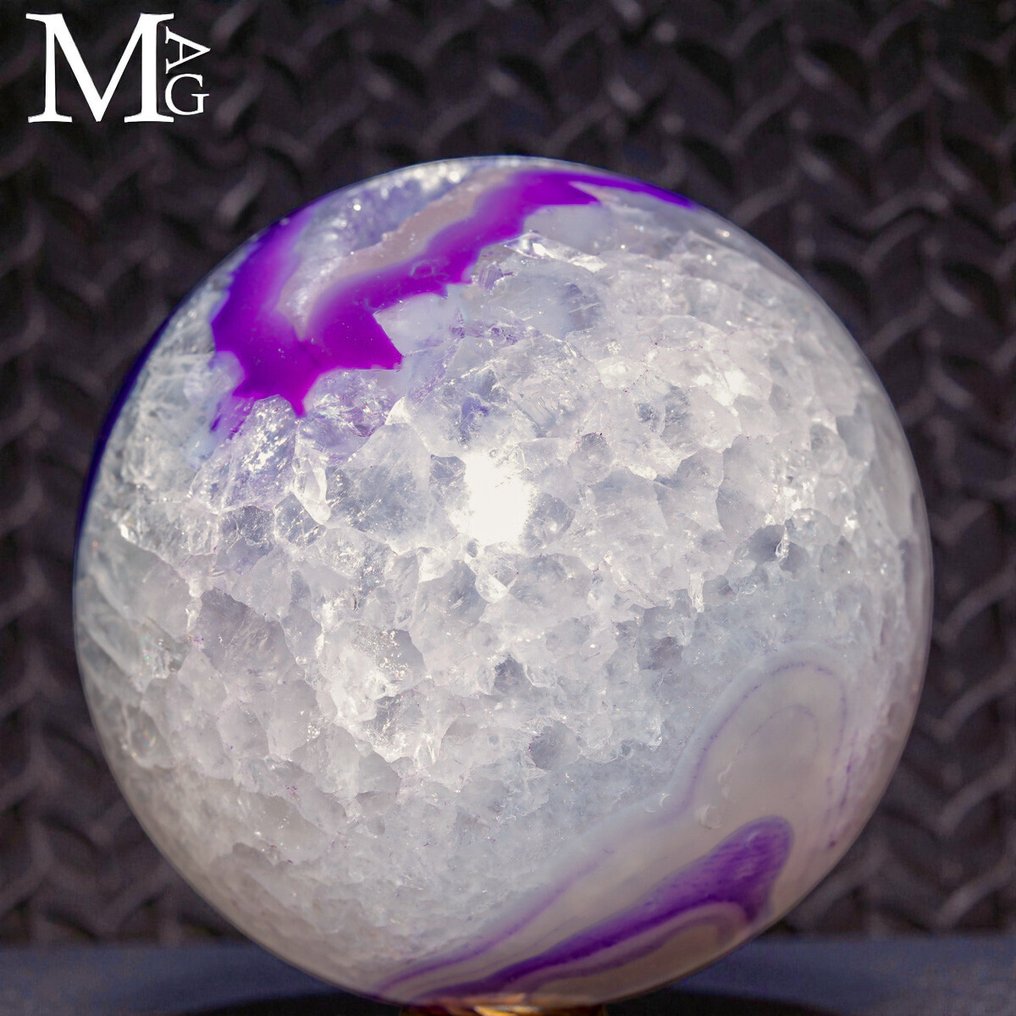 Exclusive dyed agate - purple dyed carving sphere - Height: 77 mm - Width: 77 mm- 623 g #4.3