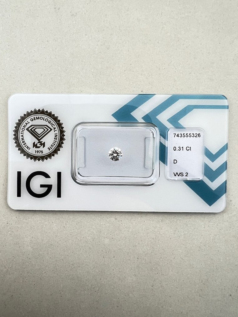 1 pcs Gyémánt (Természetes) - 0.31 ct - Kerek - D (színtelen) - VVS2 - Nemzetközi Gemmológiai Intézet (IGI) #1.0