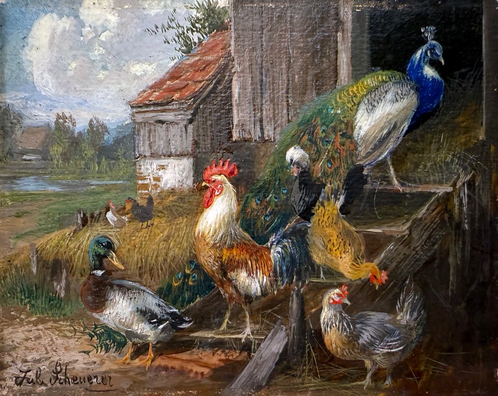 Julius Scheuerer (1859-1913) - La Basse Cour - NO RESERVE #1.0