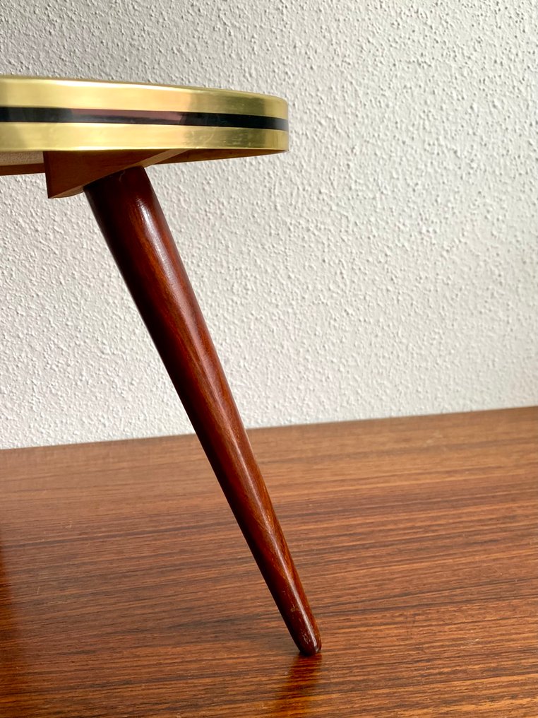 边桌 - 丝网印刷玻璃 - 60年代复古花盆架 #1.0