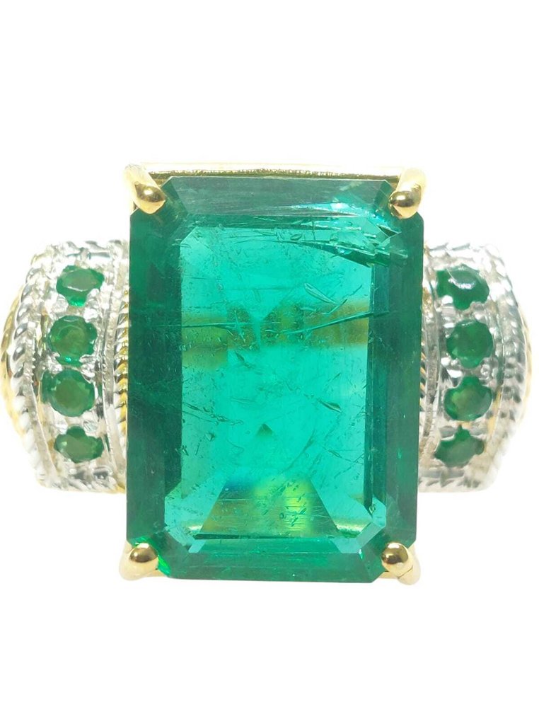 Ingen reservasjonspris - Ring - 9 karat Sølv, Gull Smaragd - Smaragd #1.0